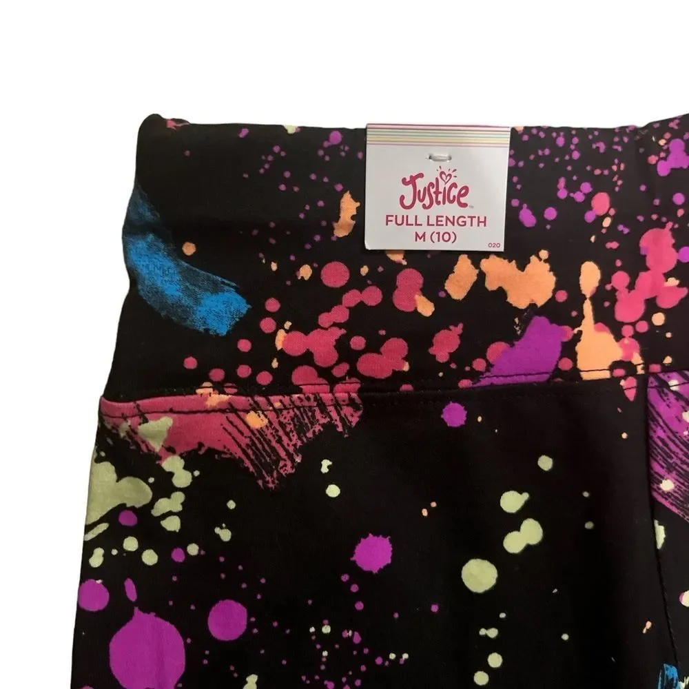 Justice Girls Athletic Paint Splatter Full Length Leggings